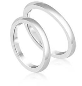 18 karat white gold wedding rings with shiny finish