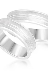 18 karat white gold wedding rings with matt and shiny finish