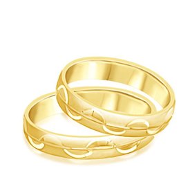 18 karat yellow gold wedding rings with matt and shiny finish