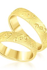 18 karat yellow gold wedding rings with matt and shiny finish