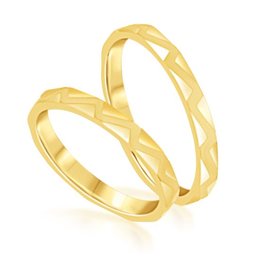 18 karat yellow gold wedding rings with matt and shiny finish