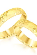 18 karat yellow gold wedding rings with matt and shiny finish