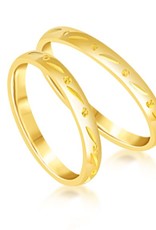 18 karat yellow gold wedding rings with matt and shiny finish