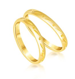 18 karat yellow gold wedding rings with matt and shiny finish