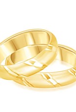 18 karat yellow gold wedding rings with matt and shiny finish