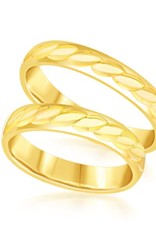 18 karat yellow gold wedding rings with matt and shiny finish