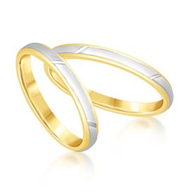 18 karat white and yellow gold wedding rings with matt and shiny finish