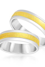 18 karat white and yellow gold wedding rings with matt and shiny finish