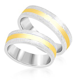 18 karat white & yellow gold wedding rings with matt and shiny finish