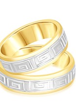 18 karat yellow & white gold wedding rings with matt and shiny finish