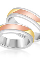 18 karat white and yellow and rose gold wedding rings with matt and shiny finish    - Copy