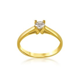 18 karat yellow gold engagement ring with 0.23 ct diamond