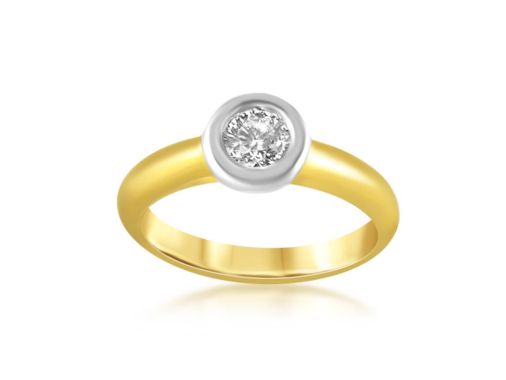 18 karaat geel goud verlovingsring met 0.32 ct diamant