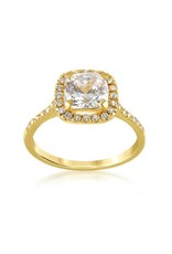 18 karat yellow gold engagement ring with zirconia