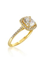 18 karat yellow gold engagement ring with zirconia