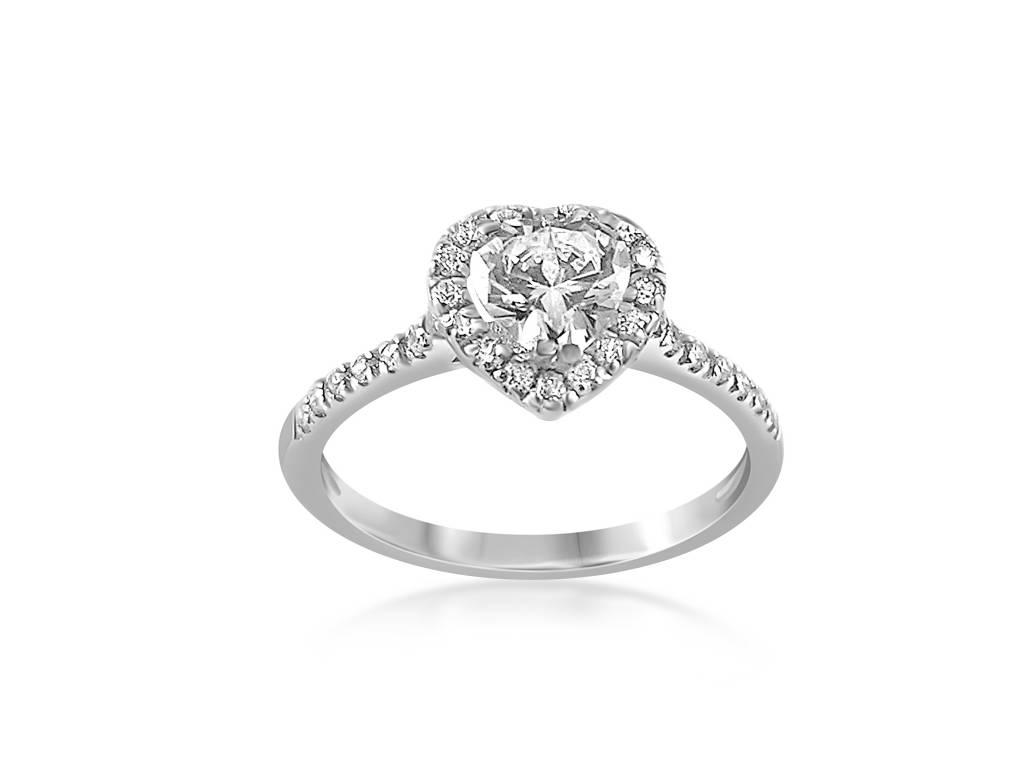 18 karat white gold engagement ring with zirconia