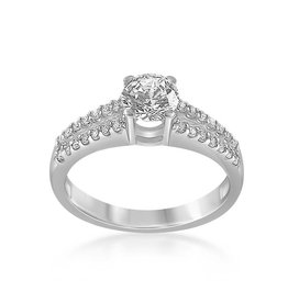 18 karat white gold engagement ring with zirconia