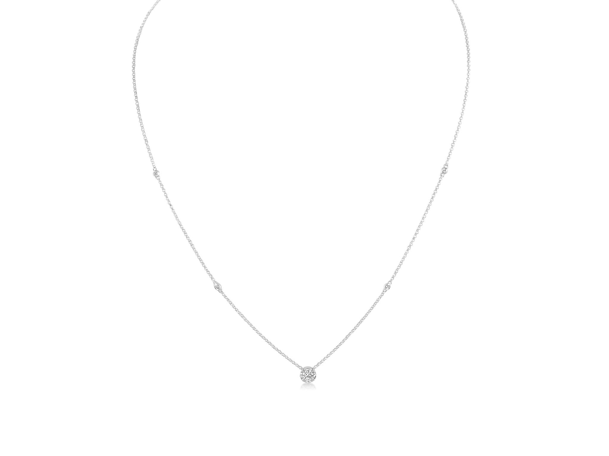 18kt white gold chain with 0.24 ct diamonds pendants