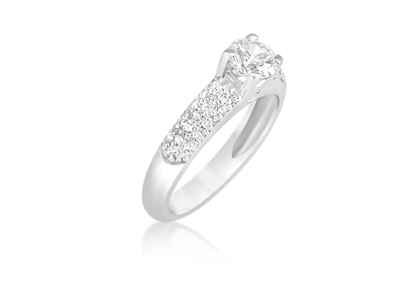 18 karat white gold engagement ring with zirconia