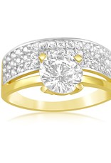 18 karat yellow and white gold engagement ring with zirconia