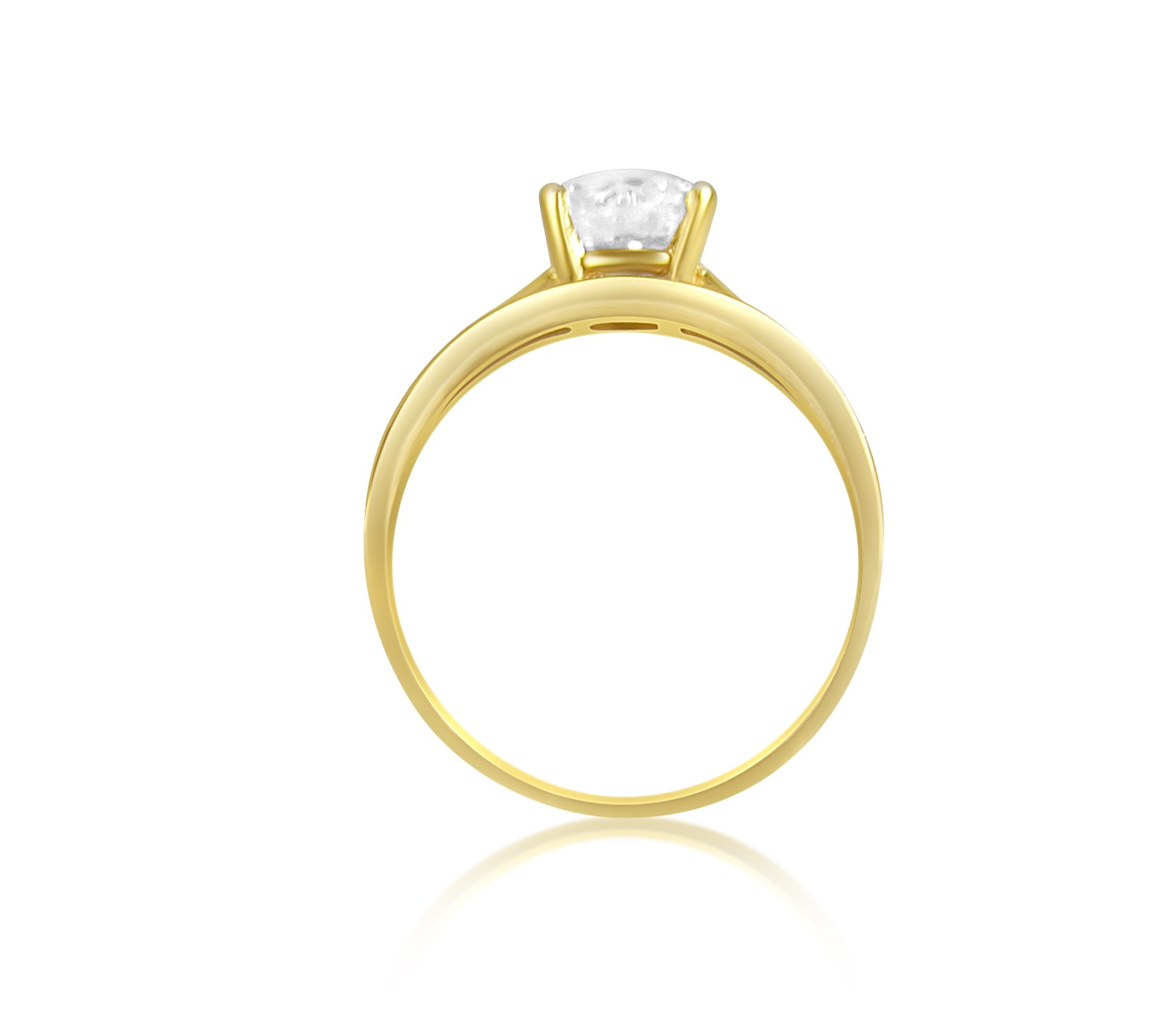 18 karat yellow and white gold engagement ring with zirconia