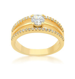 18 karat yellow gold engagement ring with zirconia