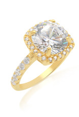 18 karat yellow gold engagement ring with zirconia