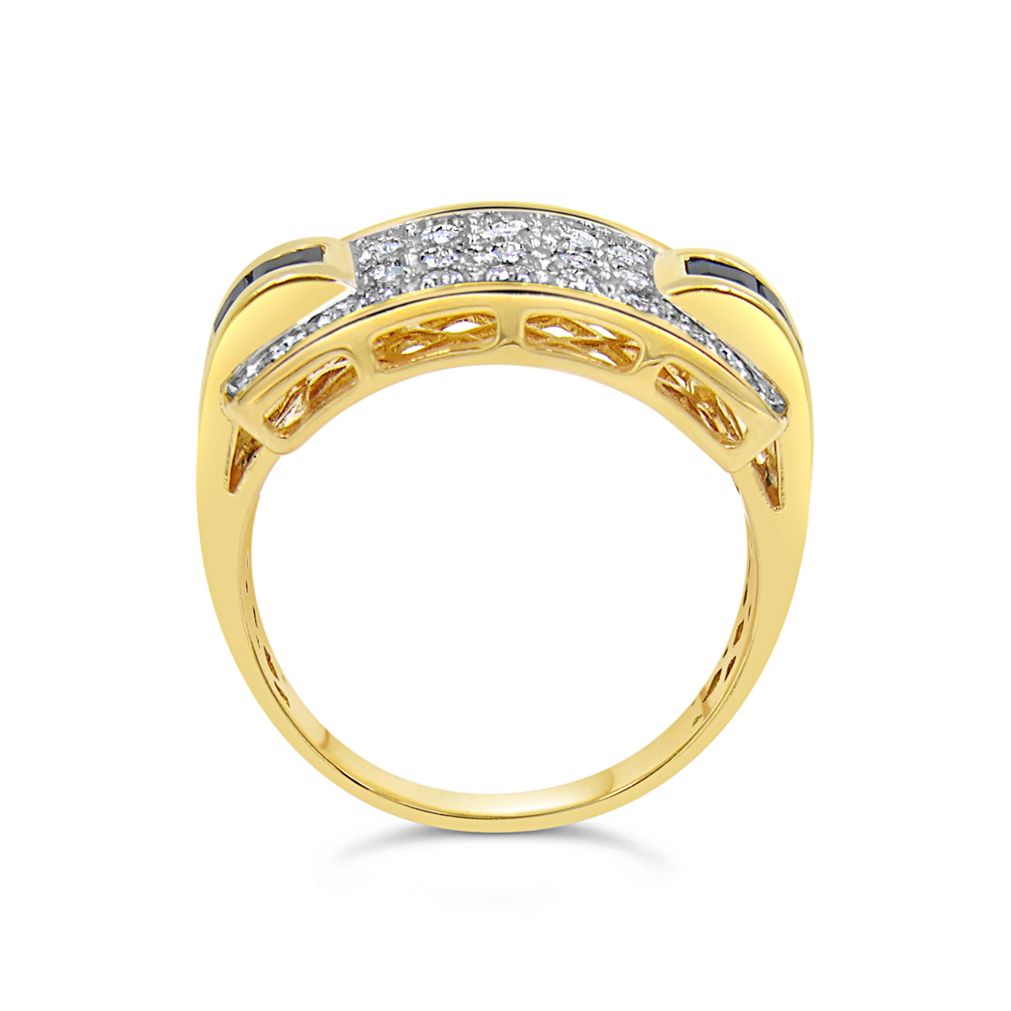 18kt yellow and white gold ring with 0.28 ct diamonds  and 0.50 ct sapphire