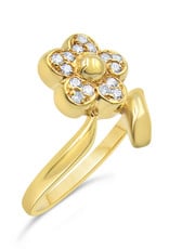 18kt yellow gold  flower ring with 0.15 ct diamonds