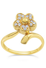 18kt geel goud bloem ring met 0.15 ct diamanten