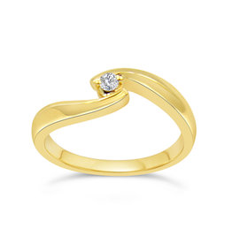 18kt yellow gold engagement ring with 0.04 ct diamond