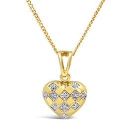 18kt yellow gold heart pendant with 0.10 ct diamonds