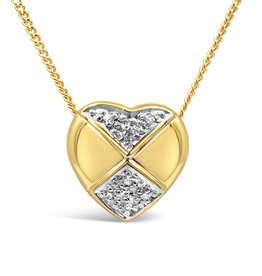 18kt yellow & white gold heart pendant with 0.04 ct diamonds