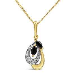 18 karat yellow & white gold pendant with 0.02 ct diamonds & 0.20 ct sapphire