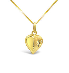 18 karat yellow gold heart pendant with matt & shiny finish