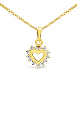 18 karat yellow gold heart pendant with zirconia