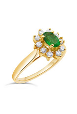 18 karat yellow gold ring with 0.30 ct diamonds  and 0.50 ct emerald