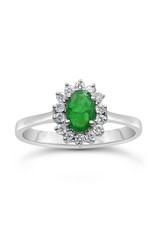 18 karat white gold ring with 0.20 ct diamonds  & 0.50 ct emerald