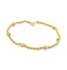 18 kt yellow gold rope charm bracelet with balls
