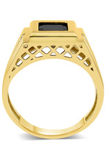 18 kt yellow gold men's ring with onyx & zirconia