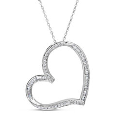 18kt white gold heart pendant with 0.43 ct diamonds