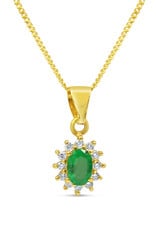 18kt yellow gold pendant with 0.50 ct emerald & 0.20 ct diamonds