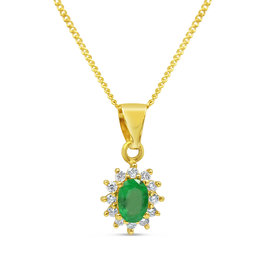18kt yellow gold pendant with 0.50 ct emerald & 0.20 ct diamonds
