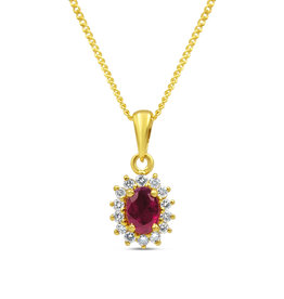 18kt yellow gold pendant with 0.50 ct ruby & 0.20 ct diamonds