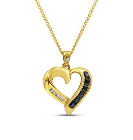 18kt yellow gold heart pendant with 0.12 ct sapphire & 0.05 ct diamonds