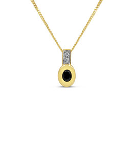 18kt yellow gold pendant with 0.10 ct sapphire & 0.02 ct diamonds