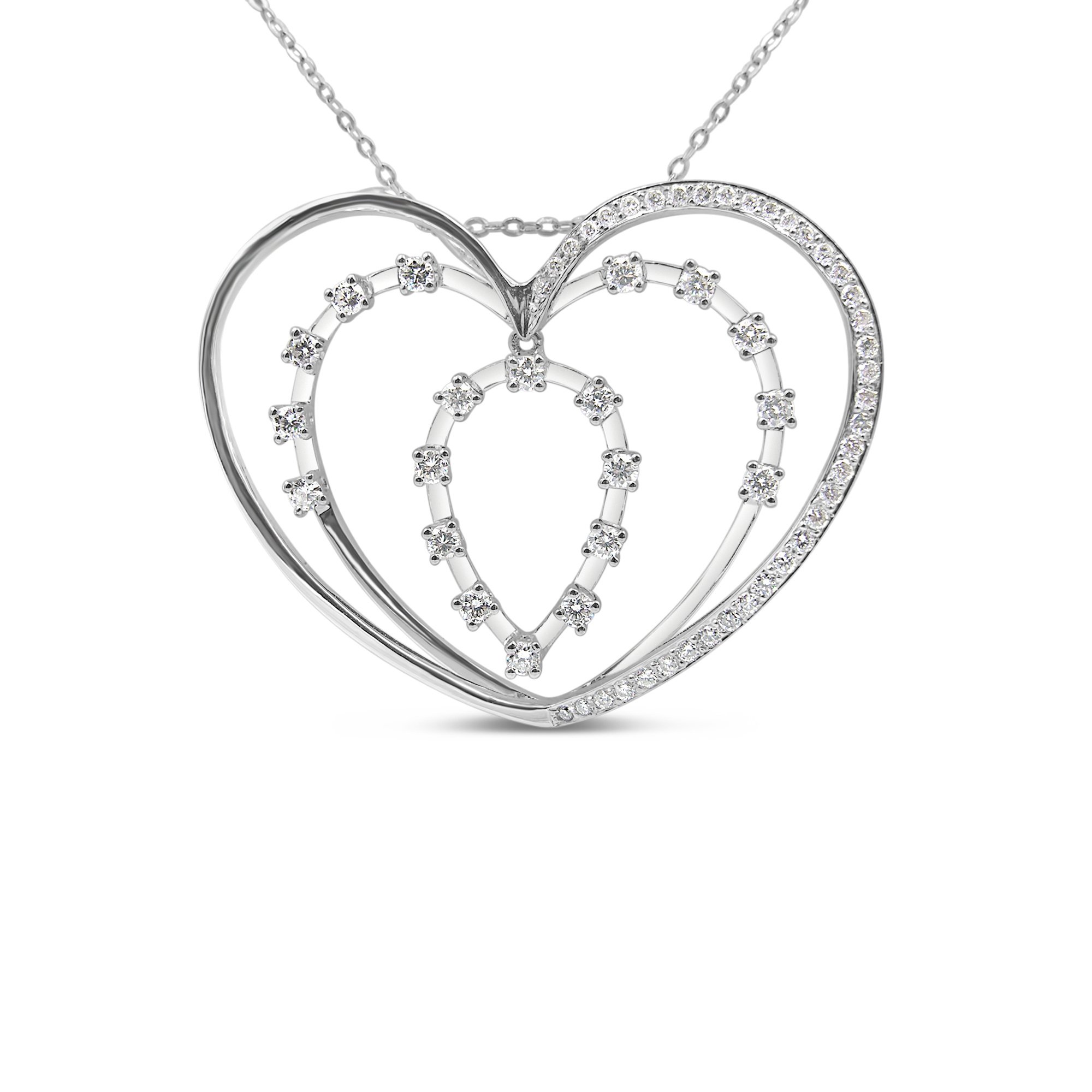 18kt white gold heart pendant with 0.83 ct diamonds