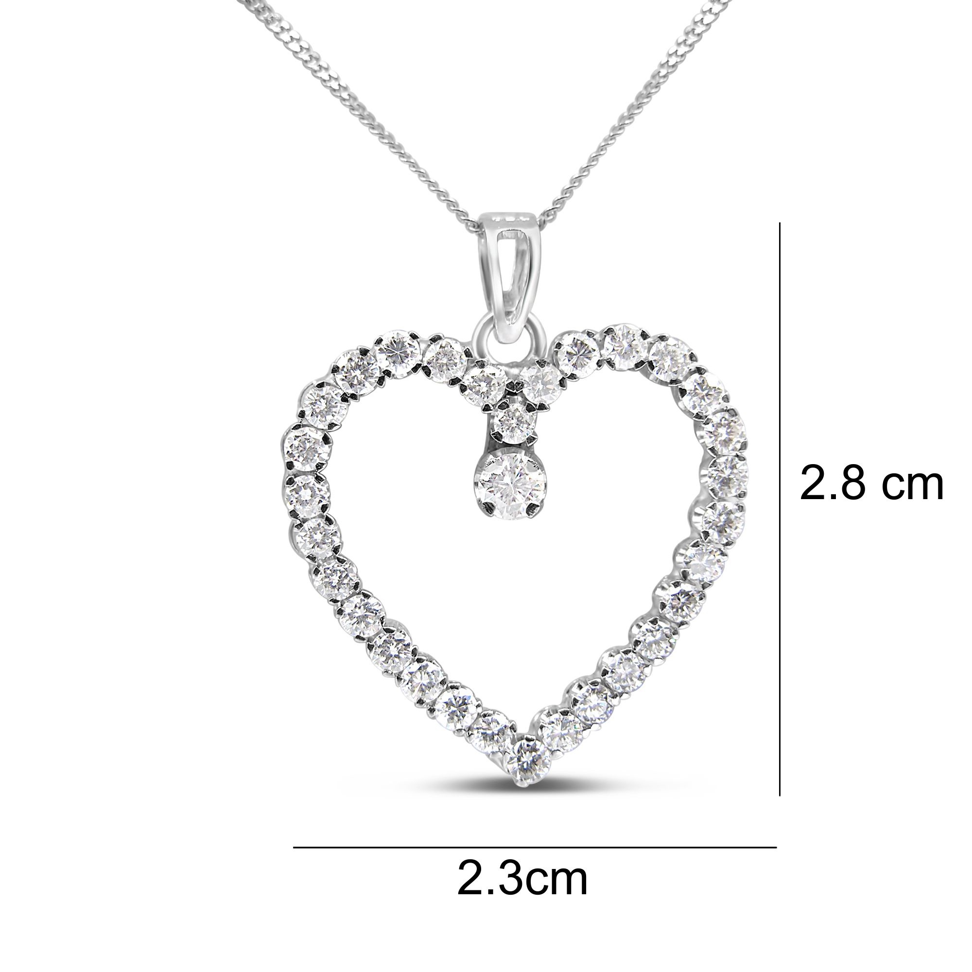 18kt white gold heart pendant with 2.12 ct diamonds
