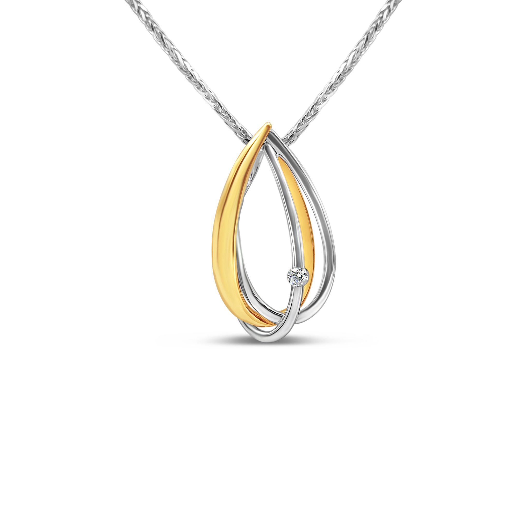 18kt white & yellow gold pendant with 0.05 ct diamond