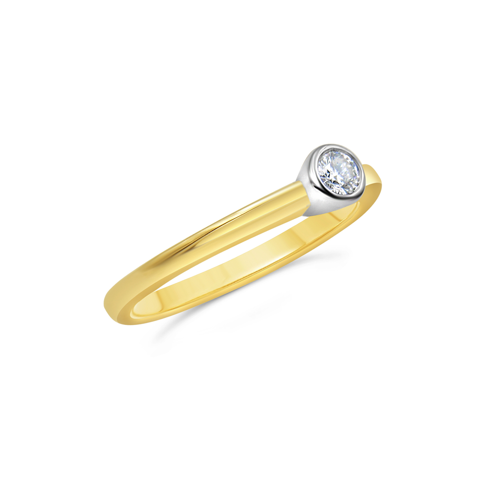 18kt geel en wit goud verlovingsring met 0.20 ct diamant